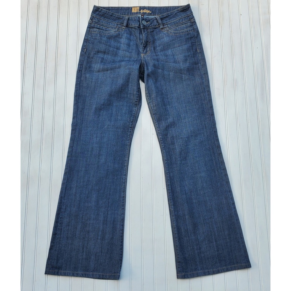Kut from the Kloth Women 10 Dark Wash Bootcut Jeans Stretch Flap Pocket Western
